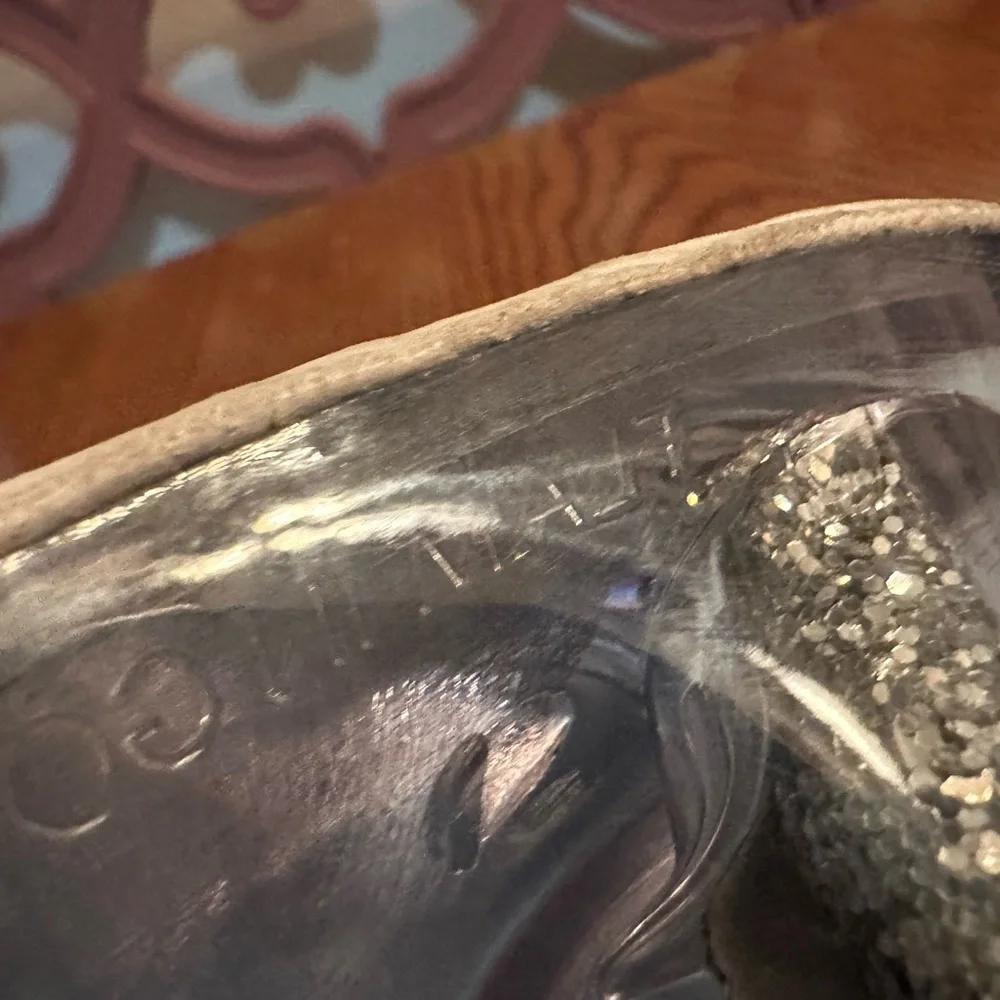 Pleaser Silver Platform Shoes with Glitter Finish